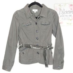 Ann Taylor Loft grey military blazer size 2